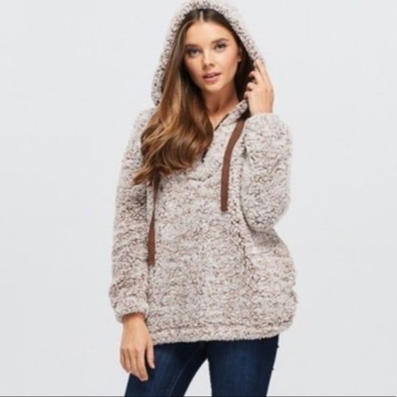 Faux Fur Teddy Pullover with Hood - Picture 4 of 7